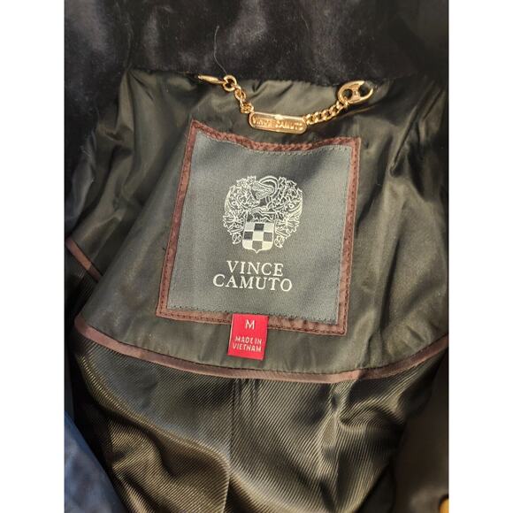 Vince Camuto Quilted Jacket Wome's Medium Black Riding Full Zip Parka Coat - Picture 3 of 8